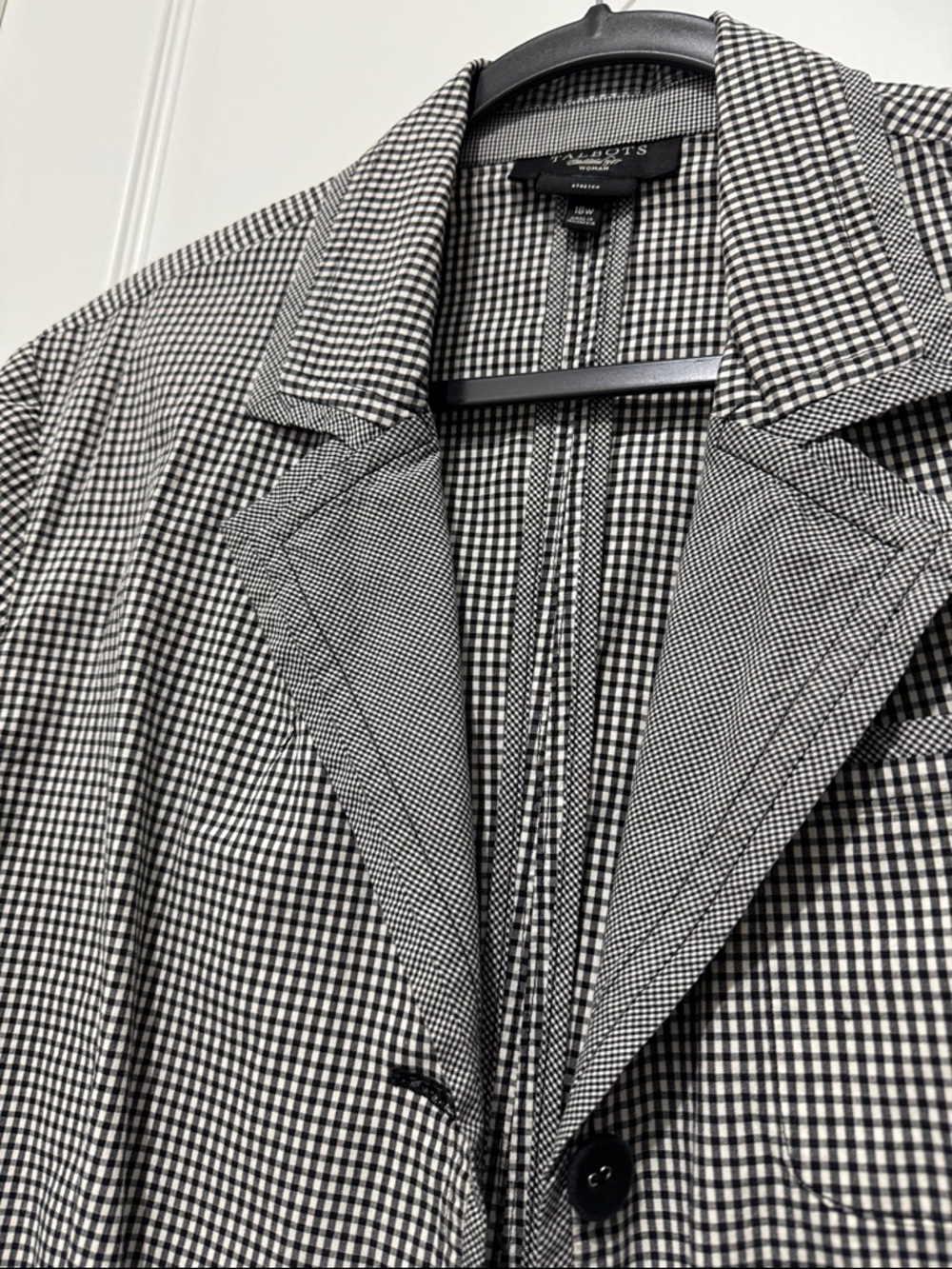 Talbots Black and White Gingham Print Blazer 18w - Picture 5 of 7